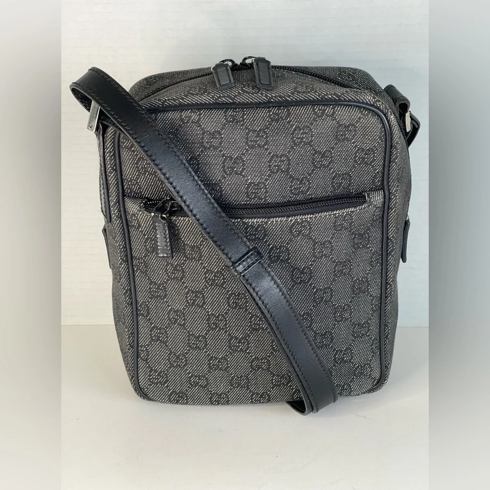 Gucci Black and Gray Monogram Messenger Bag